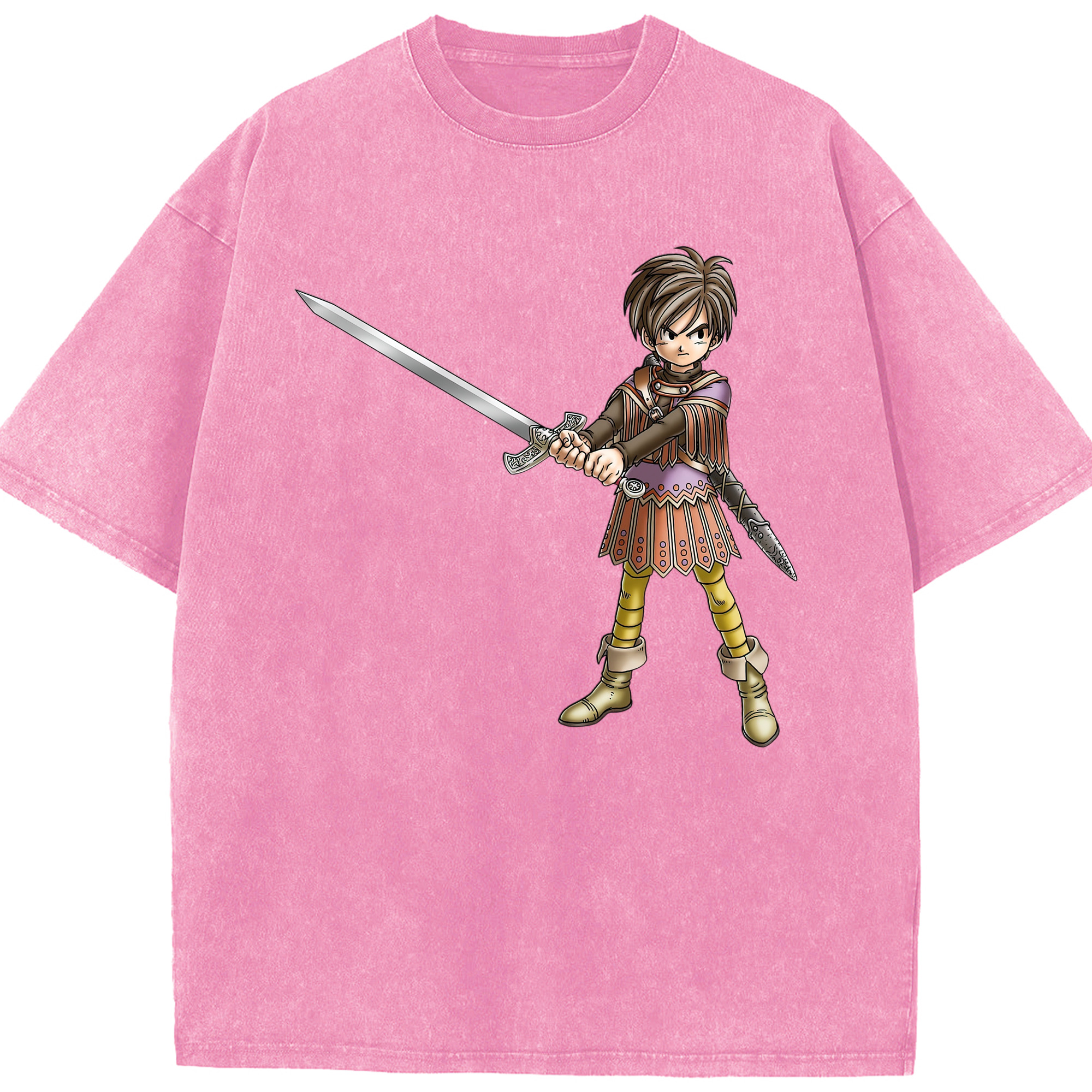 （画像用） ドラゴンクエスト Doragon Kuesuto Dragon Quest 綿100% ヴィンテージ風 半袖Tシャツ（フロントプリント）